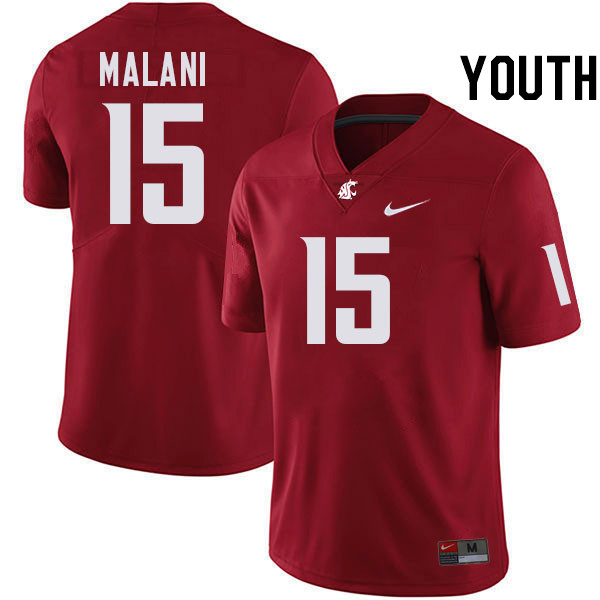 Youth #15 Nusi Malani Washington State Cougars College Football Jerseys Stitched-Crimson
